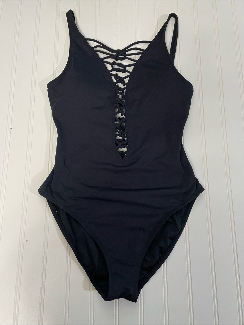 BLEU ROD BEATTIE core-lace-down mio one-piece swimsuit in black Size 6